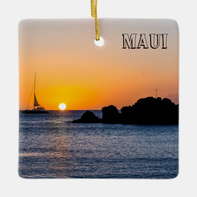 Spectacular Maui Sunsets, Square, Ceramic Ornament (Framsida)