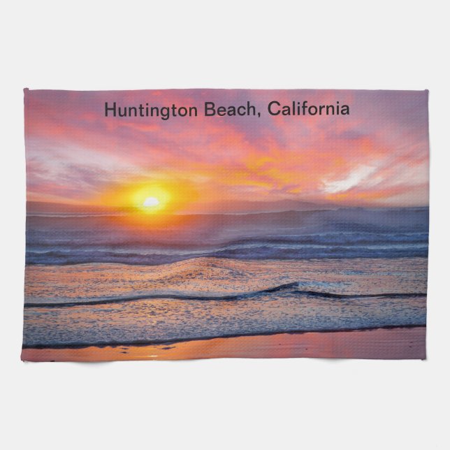 Spectacular Sunset at Huntington Beach, CA Kökshandduk (Horisontell)