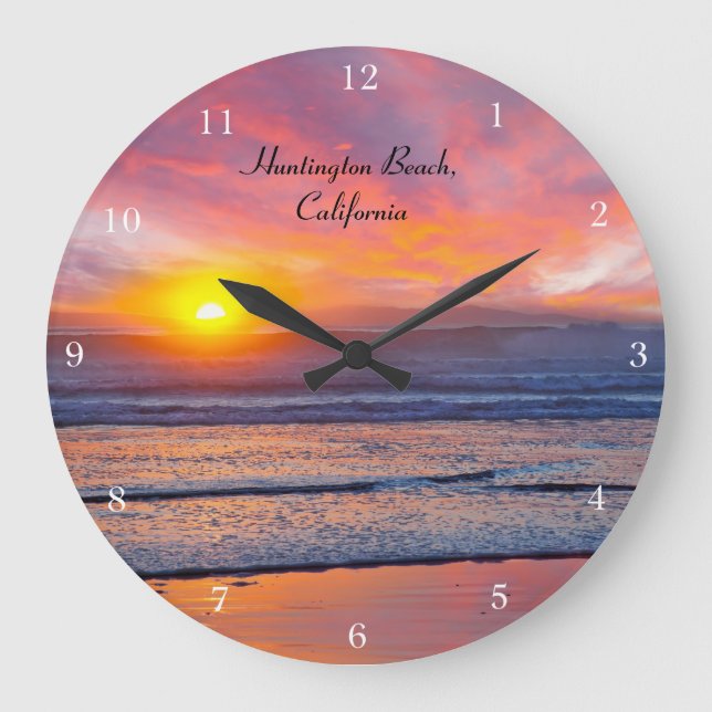 Spectacular Sunset vid Huntington Beach Stor Klocka (Framsida)