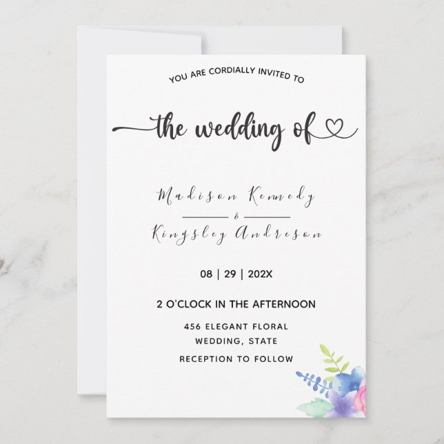 Spectaculärt enkel Elegant Luxuriös Blommigt Inbjudningar (Framsida)