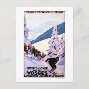 Spectators Watching Skier Poster Vykort