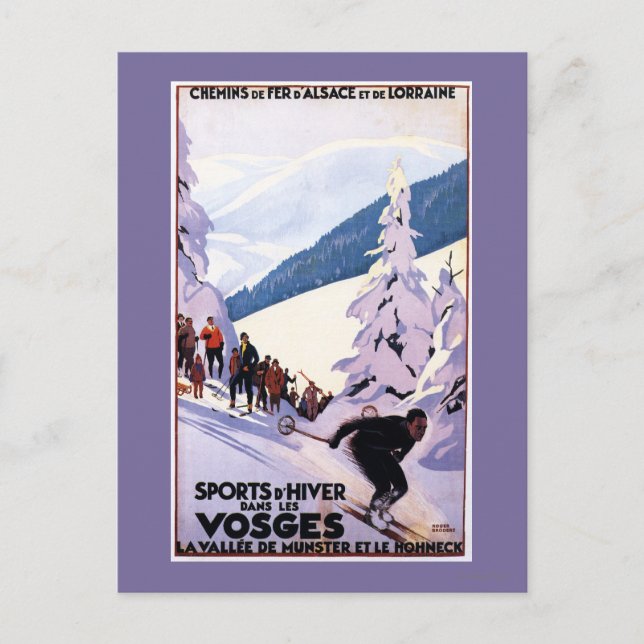 Spectators Watching Skier Poster Vykort (Framsida)