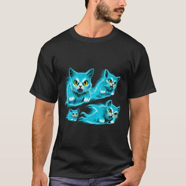 Spectral Cats Halloween Funny Flies Ghost Tee (Framsida)