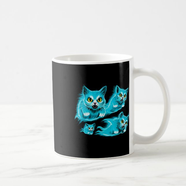 Spectral Cats Halloween Funny Flies Ghost Tee Kaffemugg (Höger)