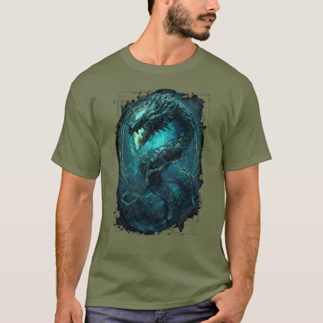 Spectral Coil Cyberpunk Orm Mörk Konst T-Shirt (Framsida)
