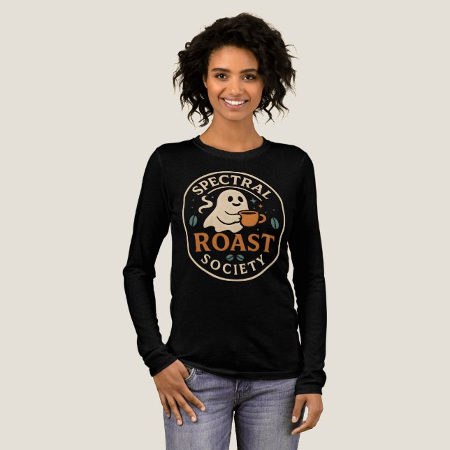 Spectral Roast Society Ghost Coffee Halloween T Shirt (Hel framsida)