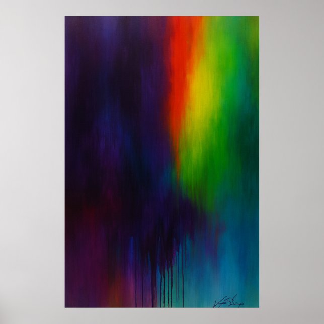 Spectrum Cascade - Abstrakt droppmålning Poster (Framsidan)