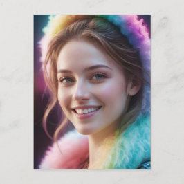Spectrum Dreamer: Iridescent Rainbow Portrait Helg Vykort
