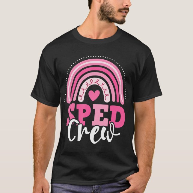 SPED Crew Rosa Rainbow Speciell Education Tillbaka T Shirt (Framsida)