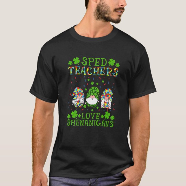 Sped-lärare älskar bus Autism St Patricks  T Shirt (Framsida)