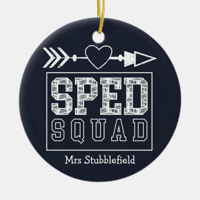 SPED Squad Speciell Education Teacher Personlig Julgransprydnad Keramik (Framsidan)