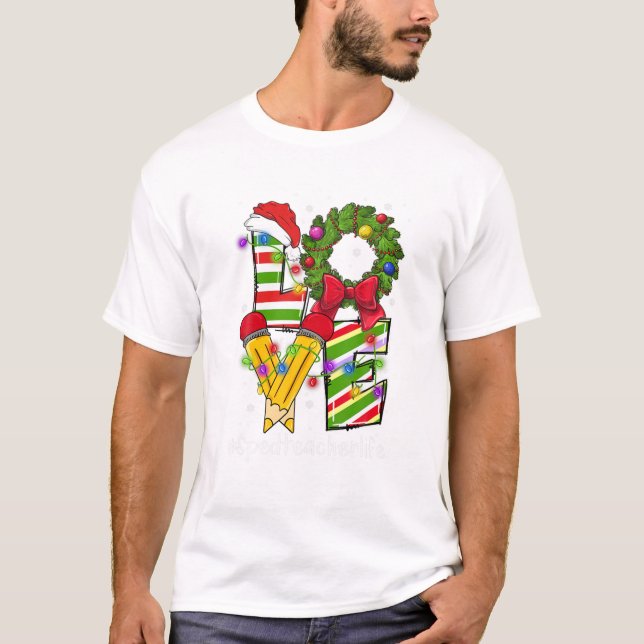 Sped Teacher Life Santa Hat T Shirt (Framsida)