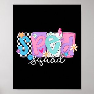 Sped Teacher Squad Blommigt Speciell Education bac Poster