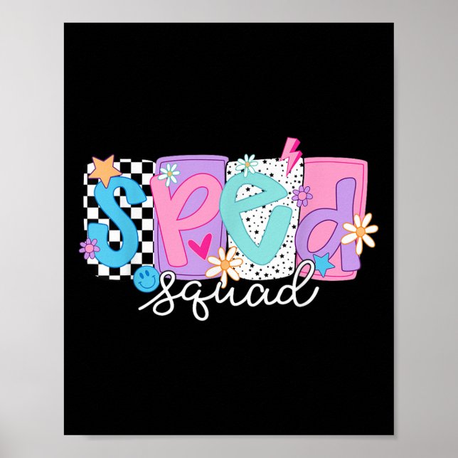 Sped Teacher Squad Blommigt Speciell Education bac Poster (Framsidan)