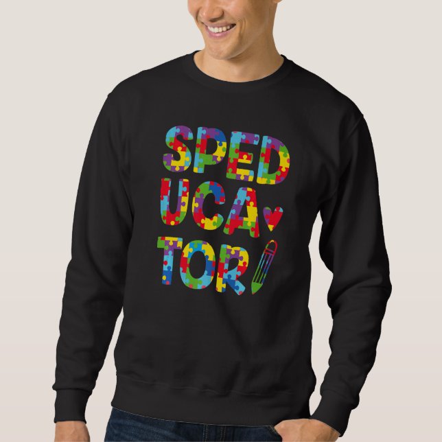 Speducator Sped Speciell Education Teacher Cute Aw Lång Ärmad Tröja (Framsida)