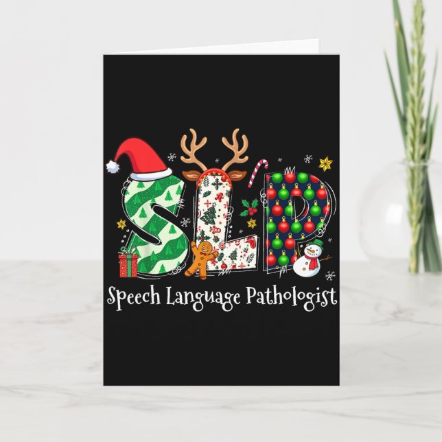Speech Language Pathologist Reindeer Santa Hat Slp Kort (Framsida)