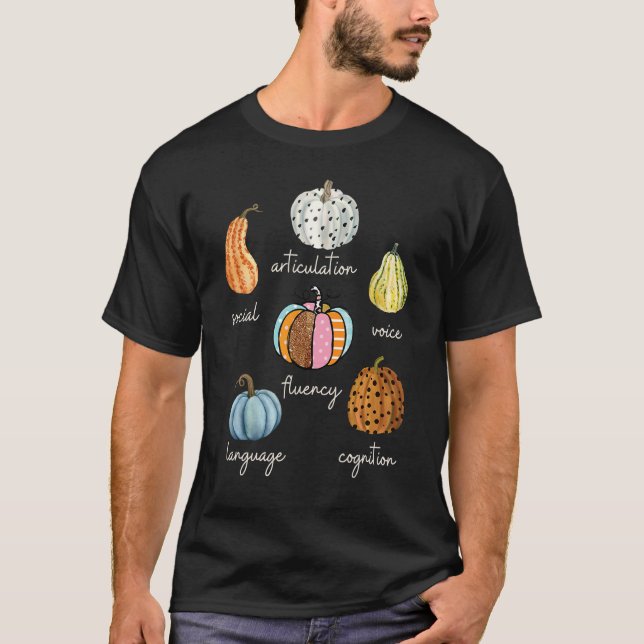 Speech Therapy Pumpkin SLP Neurodiversity Fall Tea T Shirt (Framsida)