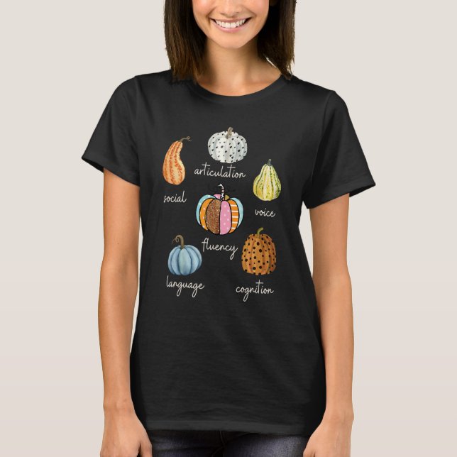 Speech Therapy Pumpkin SLP Neurodiversity Fall Tea T Shirt (Framsida)