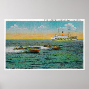 Speed Boating in Catalina Island, Kalifornien Poster