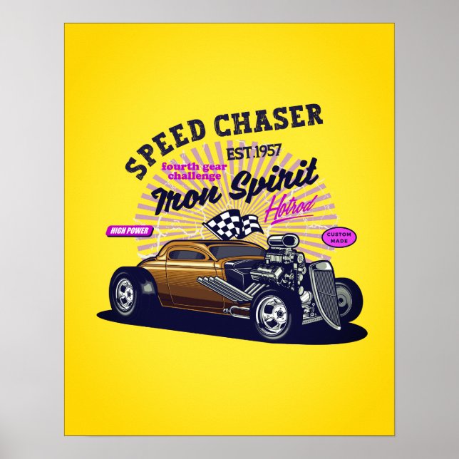 Speed Chaser Vintage bil Poster (Framsidan)