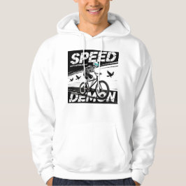 Speed Demon Skräcklig Cyklist Grafik Hoodie