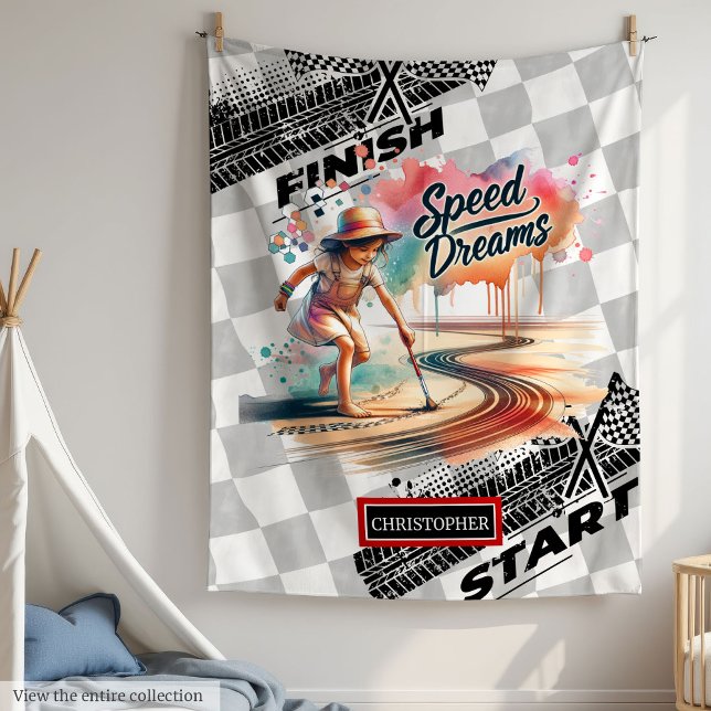 Speed Dreams Tävla Blanket Formel 1 Boy Birthday Fleecefilt (Speed Dreams Racing Blanket Formula 1 Boy Birthday)