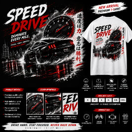 Speed Drive Racing Car T-shirt – vit t-shirt