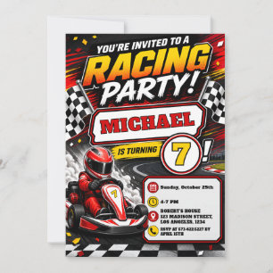Speed Fun Now & Go Kart Racing Barnkalas Inbjudningar
