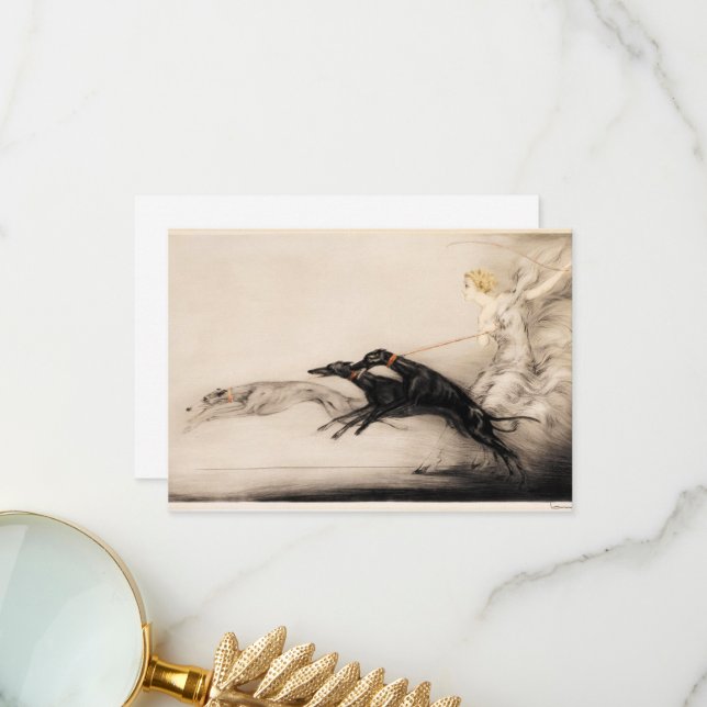 Speed II, Vitesse, 1933 av Louis Icart Tack Kort (Fram/Back In Situ)