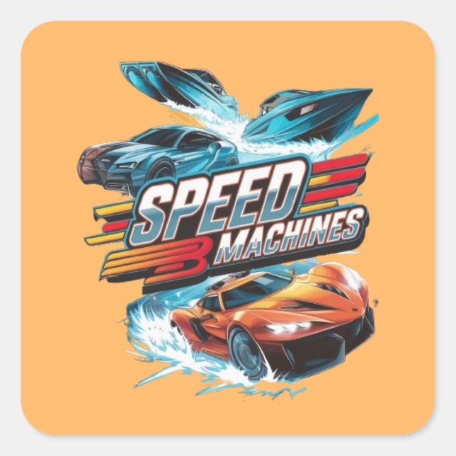 Speed maskiner fyrkantigt klistermärke (Framsida)