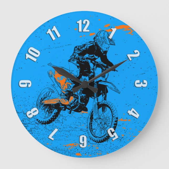 Speed Racer - Motocross Racer Large Clock Stor Klocka (Framsida)