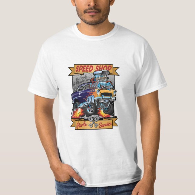 Speed Shop Hot rod Muscle T Shirt (Framsida)