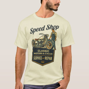 Speed Shop – Klassiska motorer & cyklar Retrogarag T Shirt