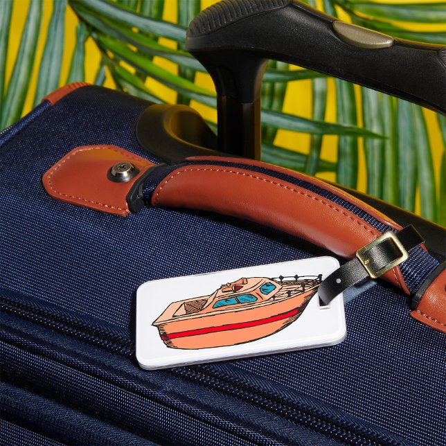 Speedbåtsillustration Kul nautisk båtdesign Bagagebricka (Skapare uppladdad)