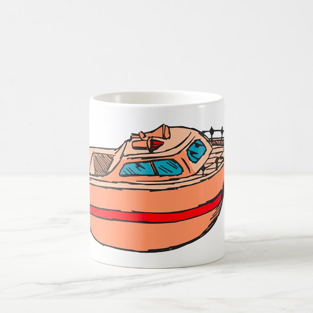 Speedbåtsillustration Kul nautisk båtdesign Kaffemugg (Skapare uppladdad)