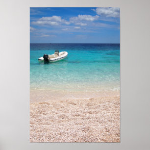 Speedboat i blåtthavsaffischen poster