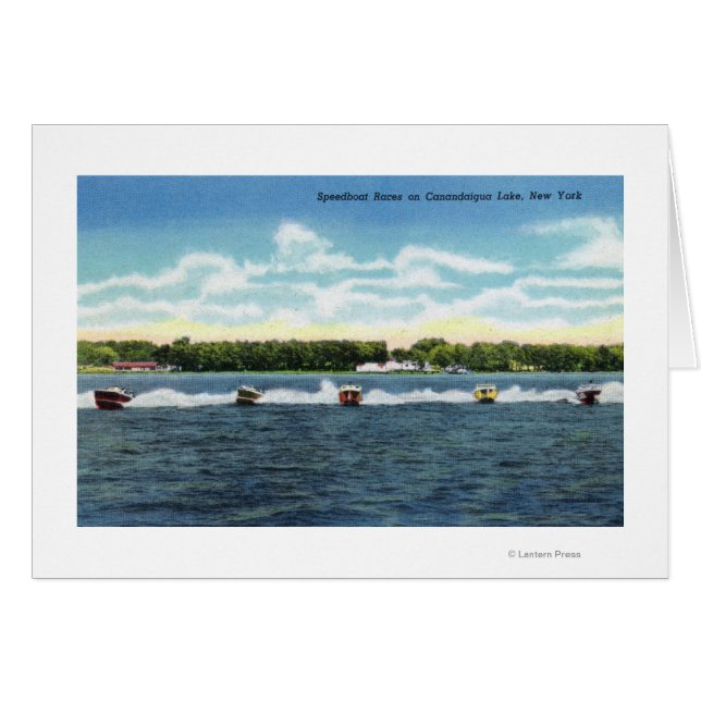 Speedboat Tävling på Sjö Hälsningskort (Framsidan Horizontal)