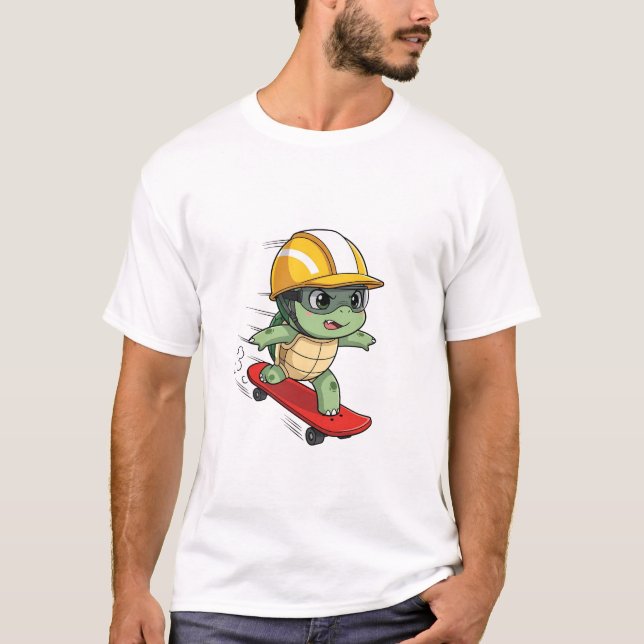 Speeding Skater Turtle Character T Shirt (Framsida)