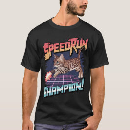 Speedrun Champion - Bengal Cat Pixel Art T Shirt