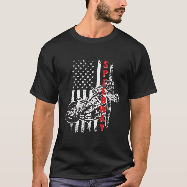 Speedway Bike S American Flagga T Shirt (Framsida)