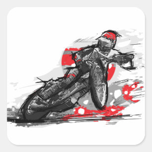 Speedwaylägenheten spårar motorcykelraceren fyrkantigt klistermärke