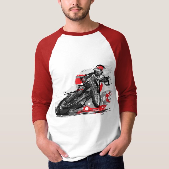 Speedwaylägenheten spårar motorcykelraceren t-shirt (Framsida)