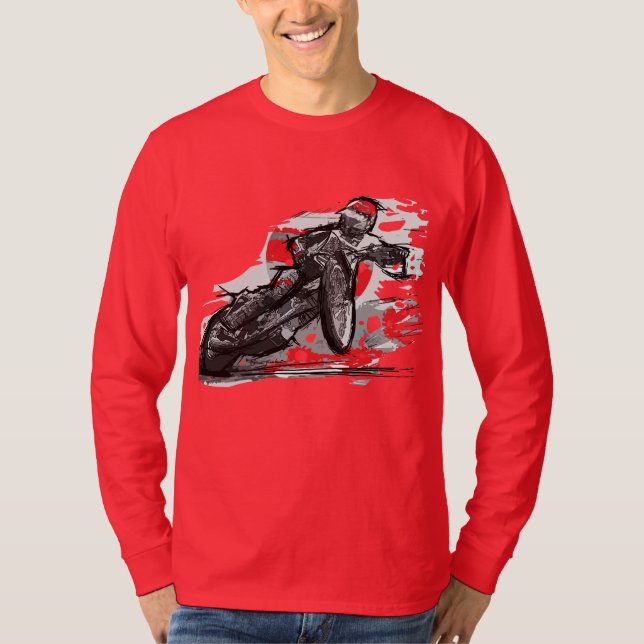 Speedwaylägenheten spårar motorcykelraceren t-shirt (Framsida)