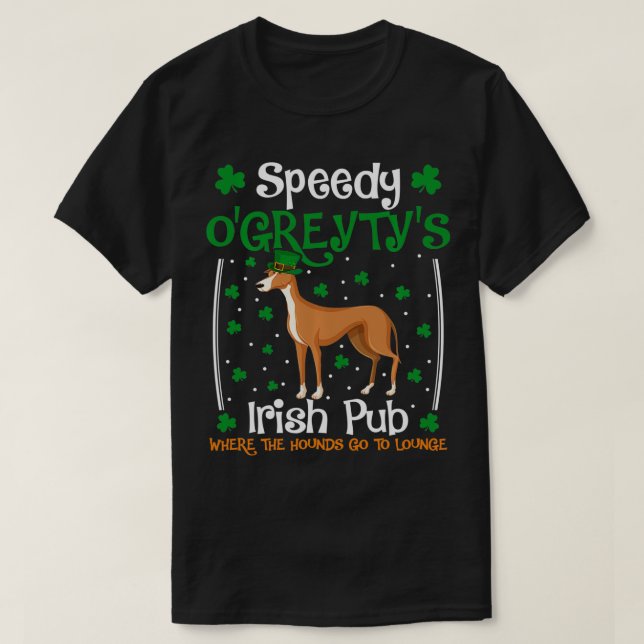 Speedy O'Greyty Irish Pub Funny Greyhound St T Shirt (Design framsida)