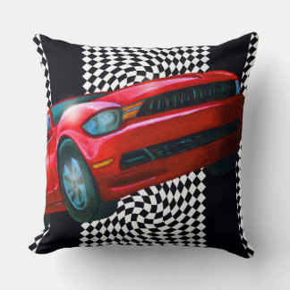 Speedy Red Sportscar Kudde