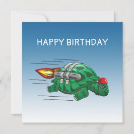 Speedy Rocket Turtle Birthday-kort Kort