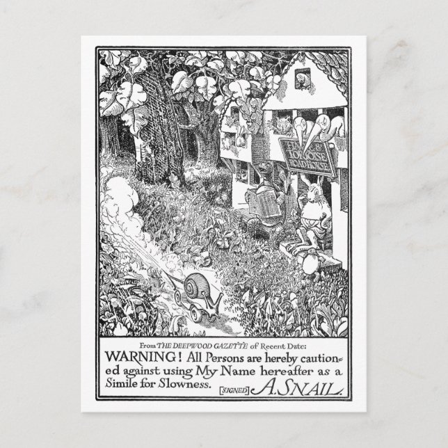 Speedy Snigel på Hjul Vykort (Framsida)