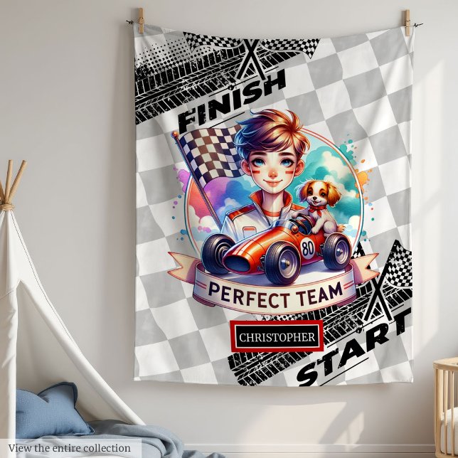 Speedy Sport Car Blanket Tävla Little Boy Gift Fleecefilt (Speedy Sport Car Blanket Racing Little Boy Gift)