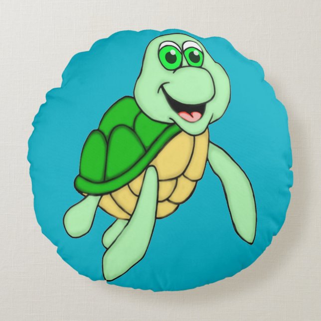 Speedy Turtle Round Dekorativ kudde (Framsidan)