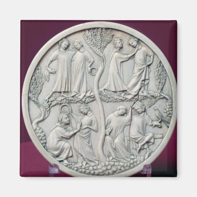 Spegel fodral skildrar fridfulla scener, 1320-30 magnet (Framsidan)